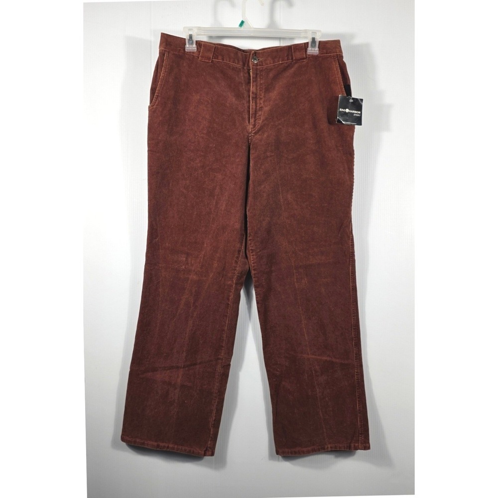 Sag Harbor Sport Rust Brown Corduroy Pants Womens 18 High Rise Straight Wide Leg